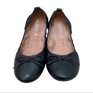 ALDO Black Leather Ballet Flats Size 7 Coquette Quiet Luxury Bow